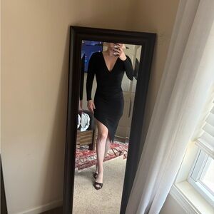 BCBGeneration Black Long-Sleeve High-Low Wrap Dress